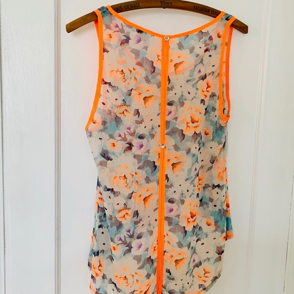 Neon Orange Floral Top - Picture 4 of 7
